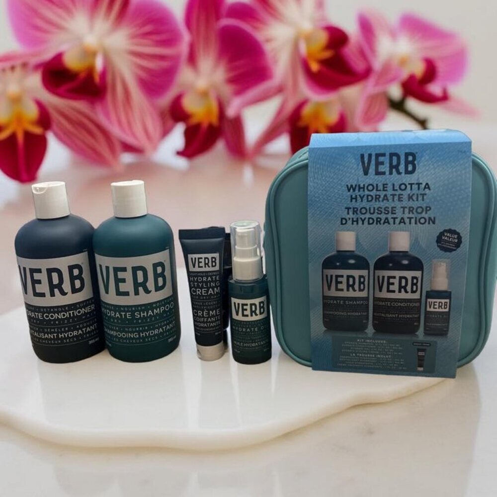 Verb Hydrate Shampoo & Conditioner 12 oz Oil 2 oz Free Cosmetic Bag